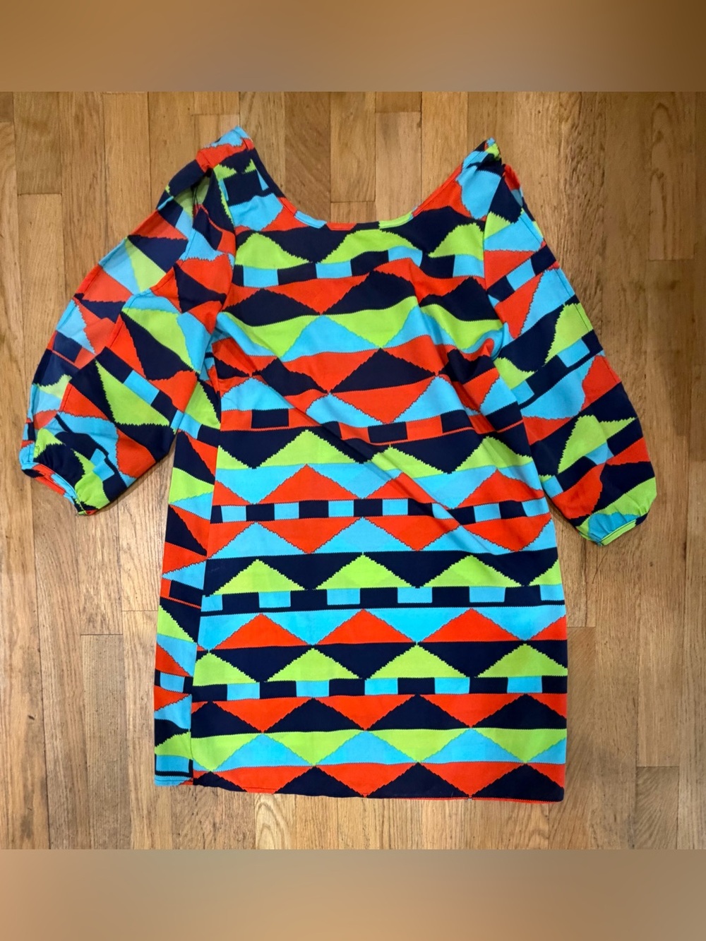 Karlie Colorblock Chevron Tunic- Navy, Red, Aqua, Lime